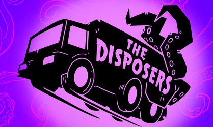 A logo of a black truck with tentacles coming out of the back, and the title of the podcast across the truck in purple letters. The background is purple, with lighter purple tentacles all over it.